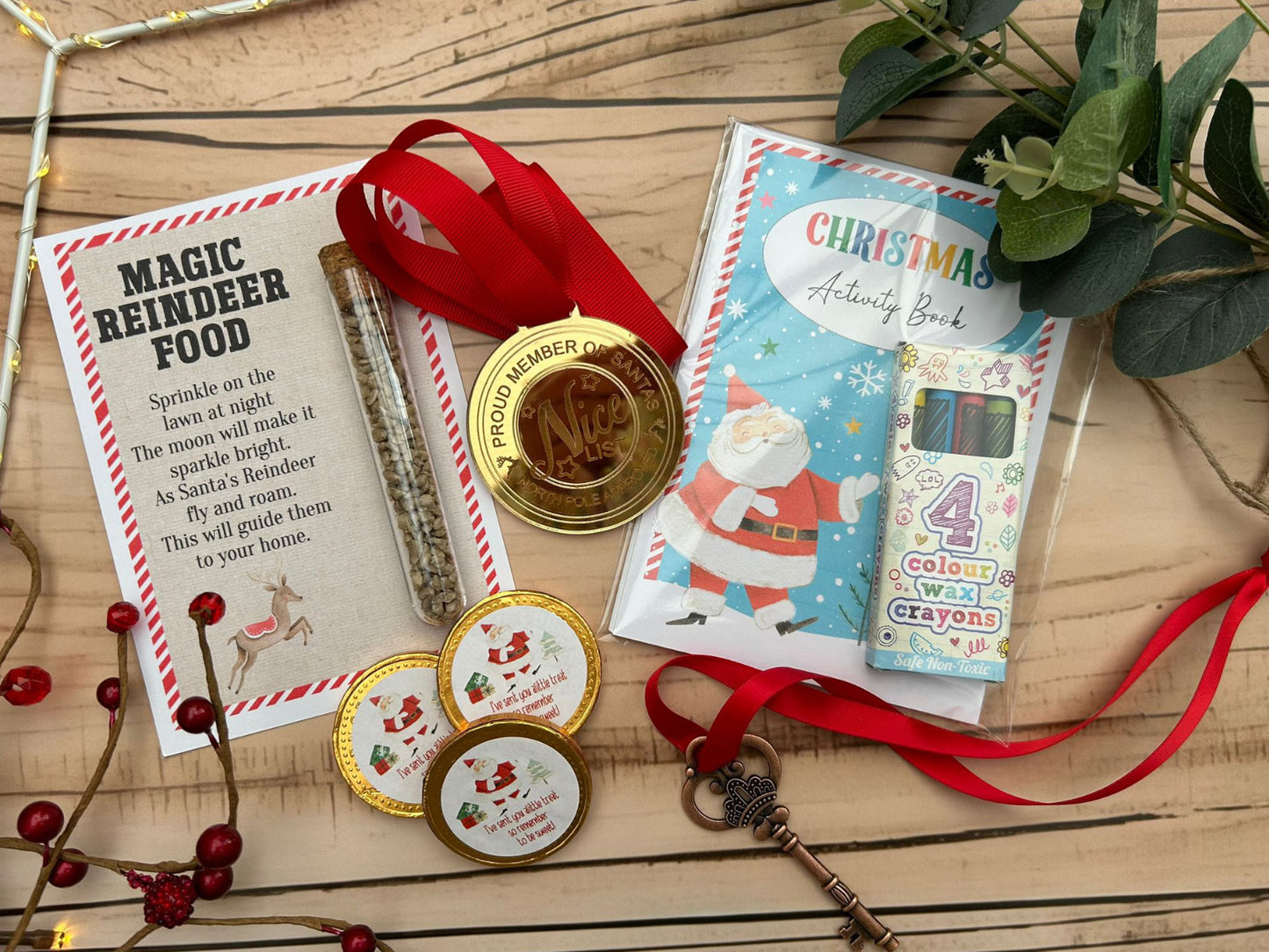 Personalised Elf I'm Back Arrival Pack, Nice List Certificate, Letter to & from Santa – Santa Reindeer Design