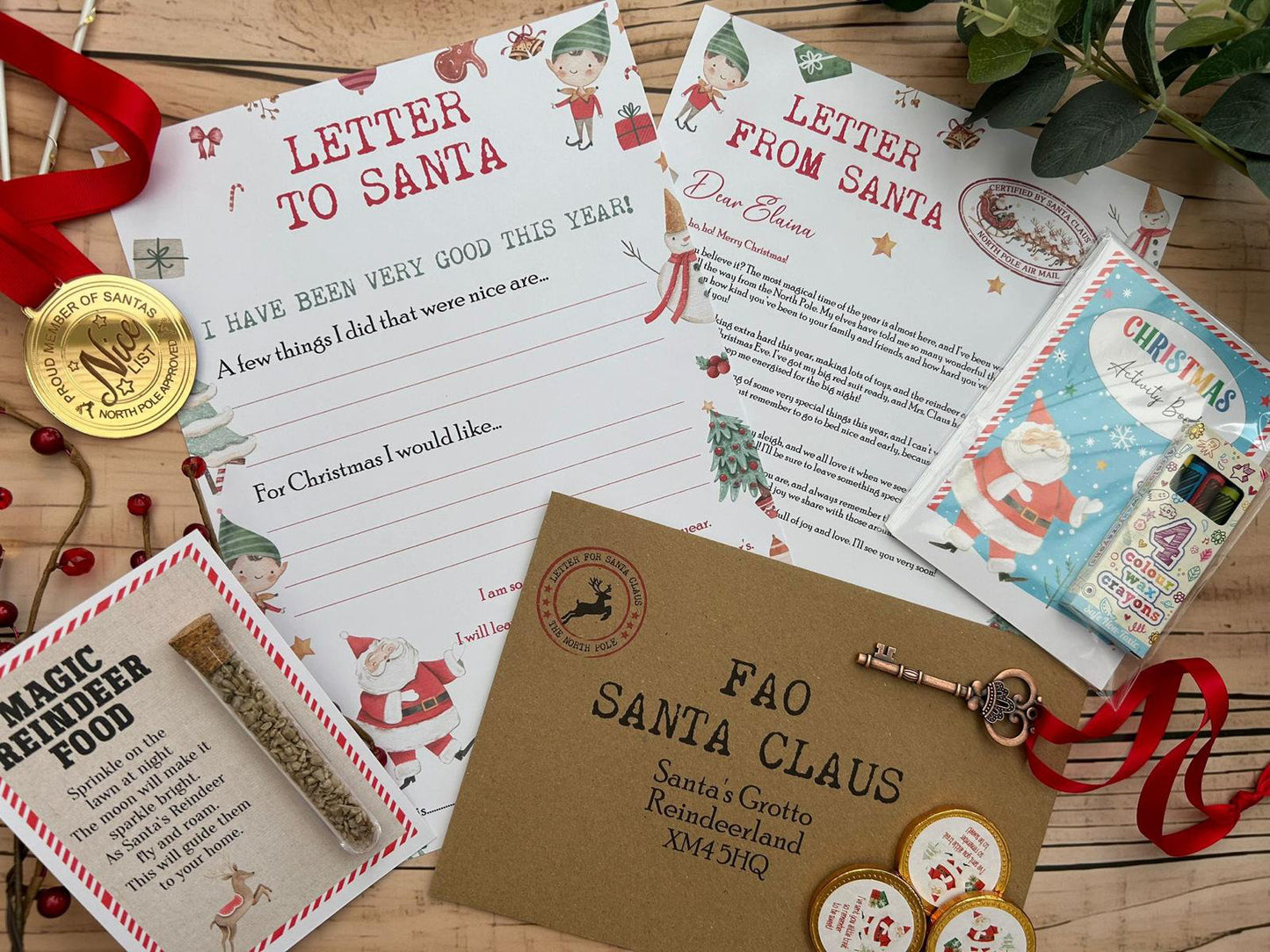 Personalised Elf I'm Back Arrival Pack, Nice List Certificate, Letter to & from Santa – Elf Design