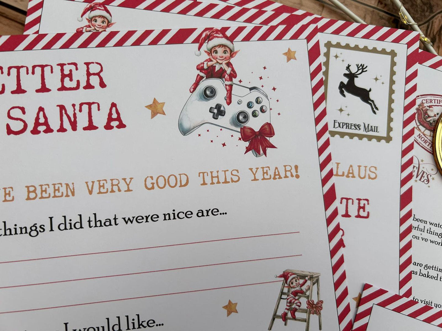 Personalised Elf I'm Back Arrival Pack, Nice List Certificate, Letter to & from Santa - Elf Gamer Design