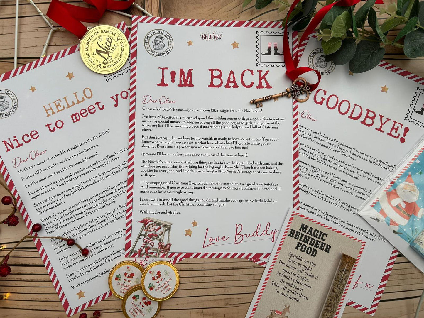 Personalised Elf I'm Back Arrival Pack, Nice List Certificate, Letter to & from Santa - Elf Gamer Design