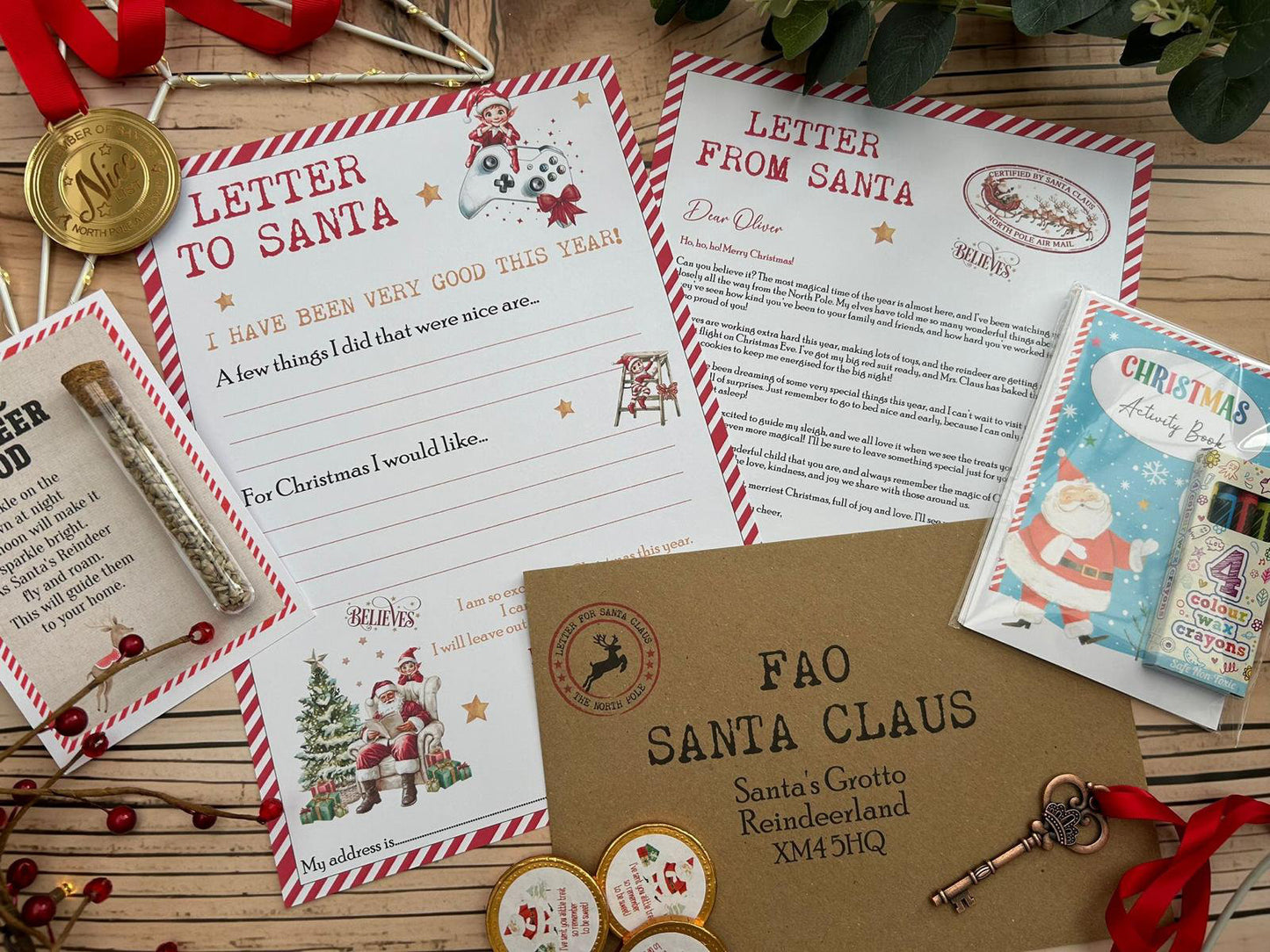 Personalised Elf I'm Back Arrival Pack, Nice List Certificate, Letter to & from Santa - Elf Gamer Design