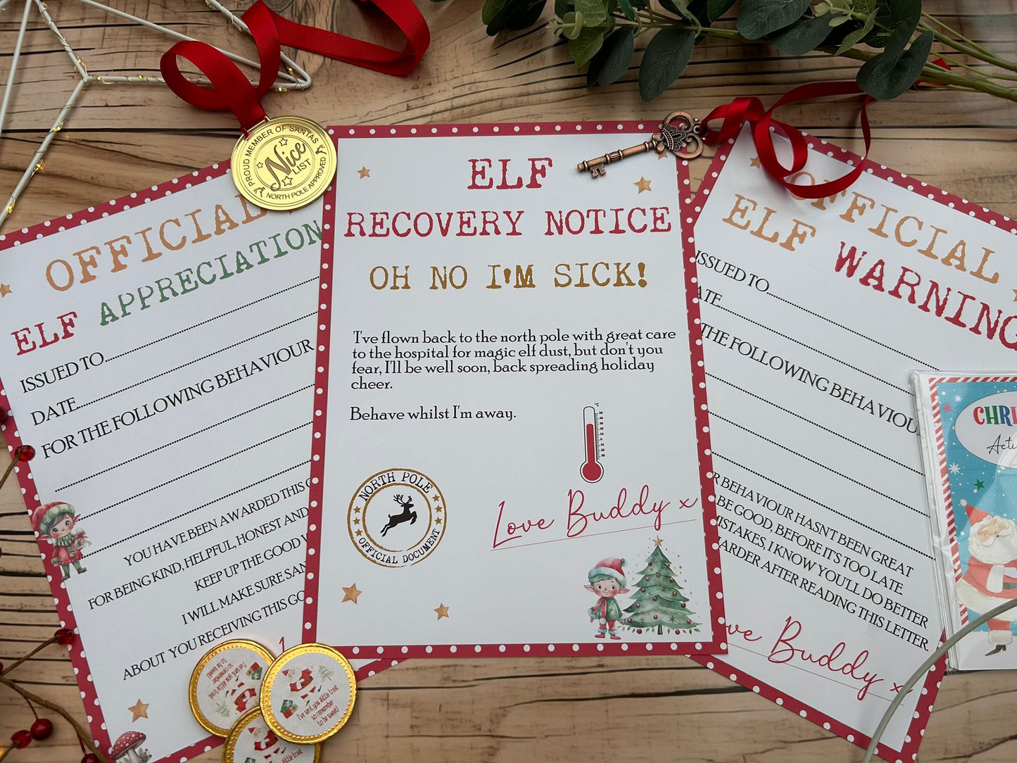 Personalised Elf I'm Back Arrival Pack, Nice List Certificate, Letter to & from Santa - Santa & Elves