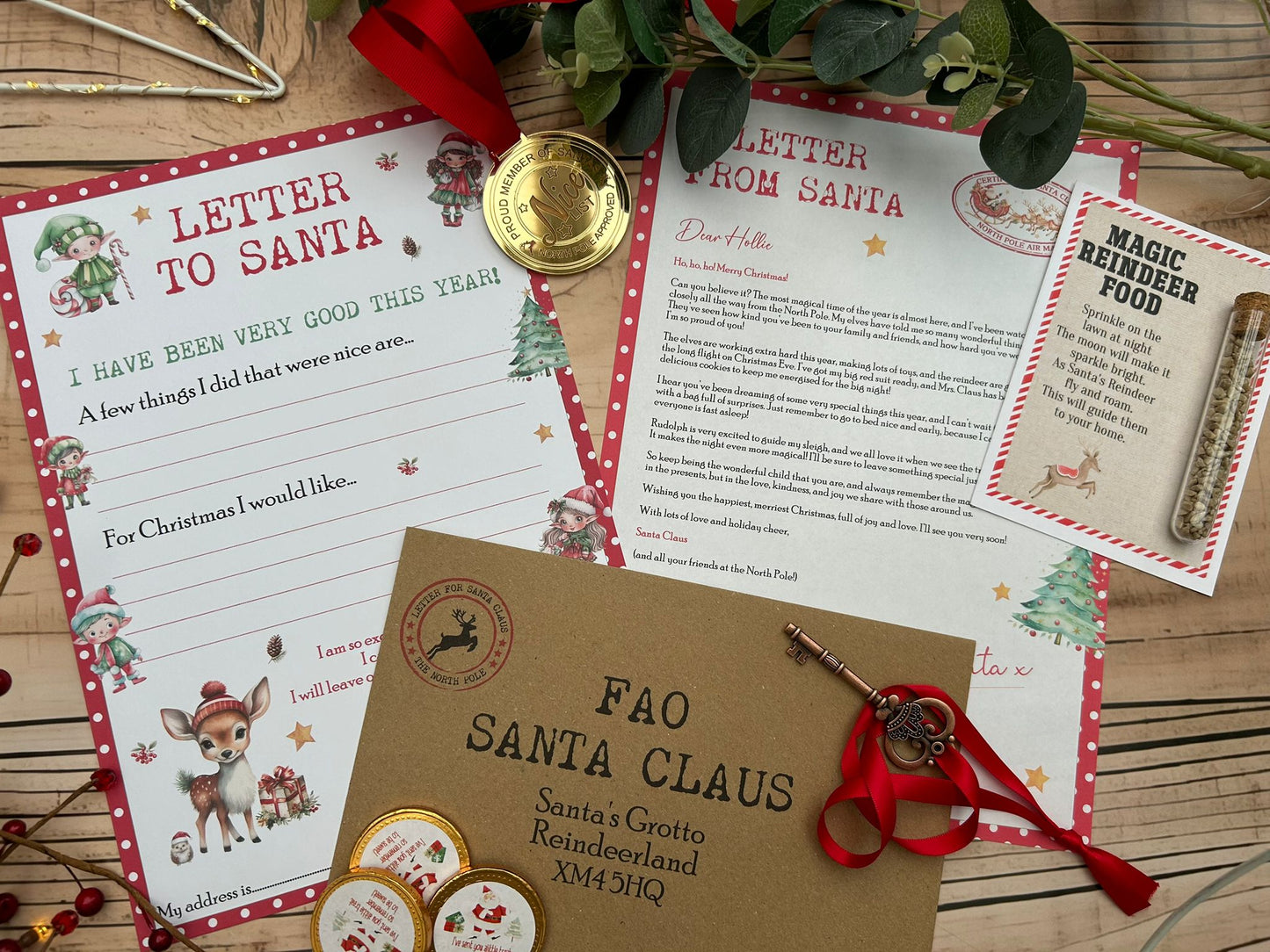 Personalised Elf I'm Back Arrival Pack, Nice List Certificate, Letter to & from Santa - Santa & Elves