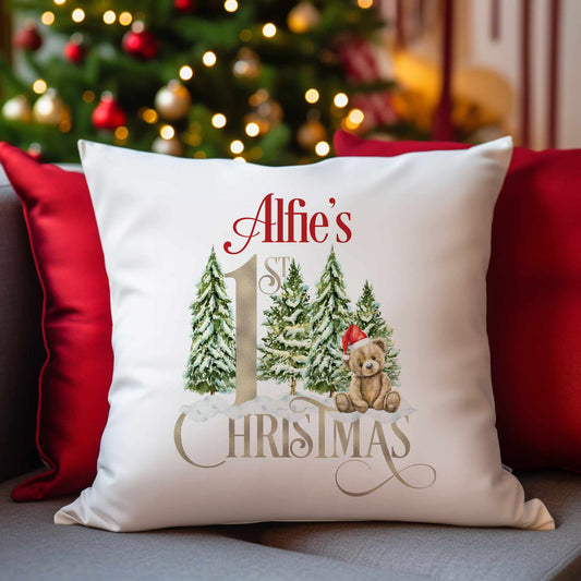 Personalised Baby's First Christmas Cushion – Custom Holiday Keepsake