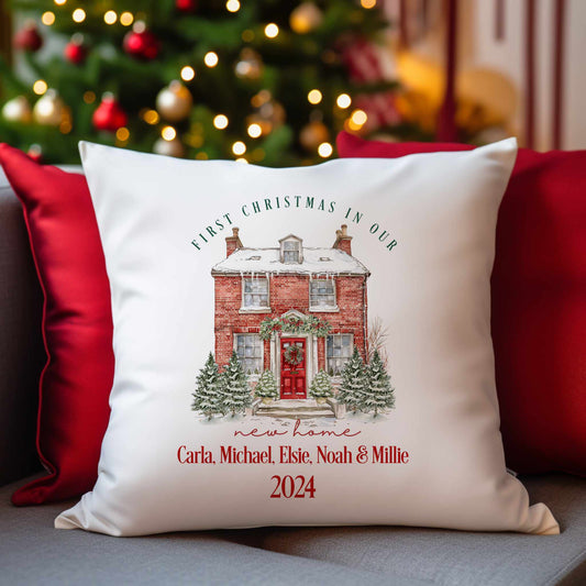 First Christmas In Our New Home Cushion