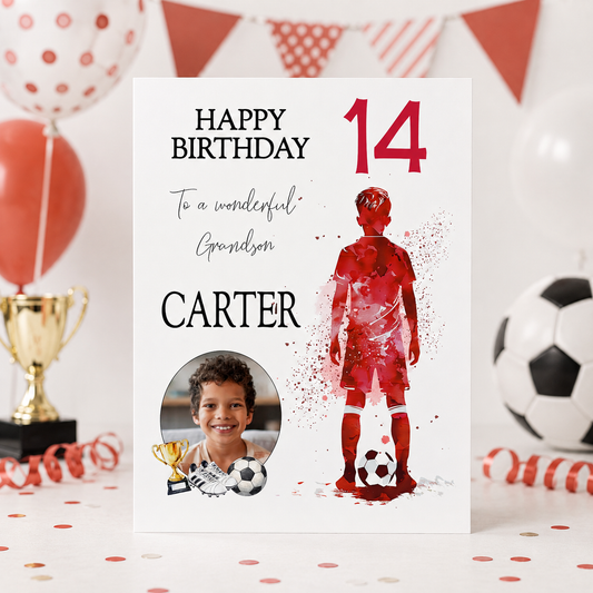 Large A4 Personalised Football Birthday Card - 4 Colour Options