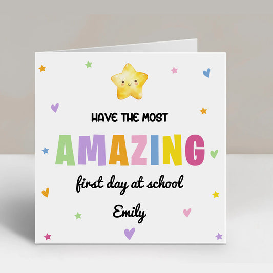 Personalised Good Luck First Day At School Card