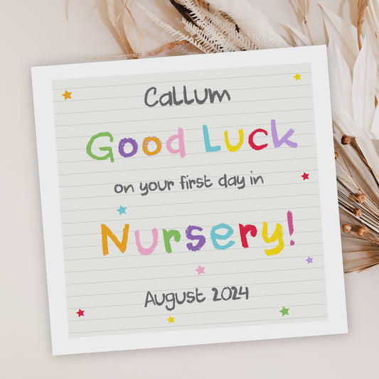 Personalised Good Luck First Day In Nursery