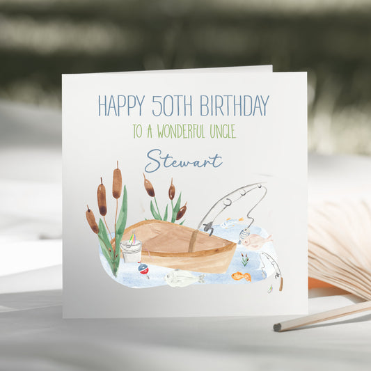 Personalised Fishing Lover Birthday Card – Custom Card for Anglers and Outdoor Enthusiasts