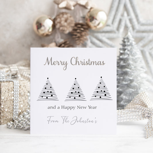 Personalised Christmas Card Pack 10, 20, 30, 40, 50 - Christmas Tree