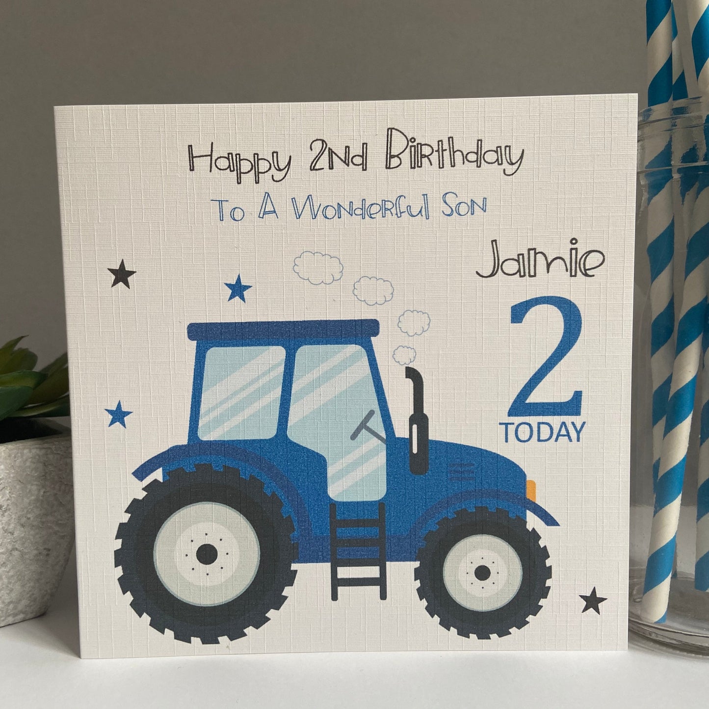 Birthday Wrapping Paper Blue Tractor