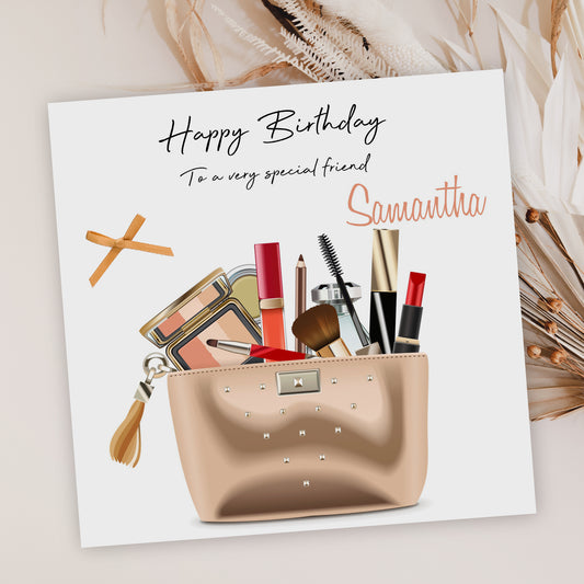 Personalised Birthday Card Makeup Bag