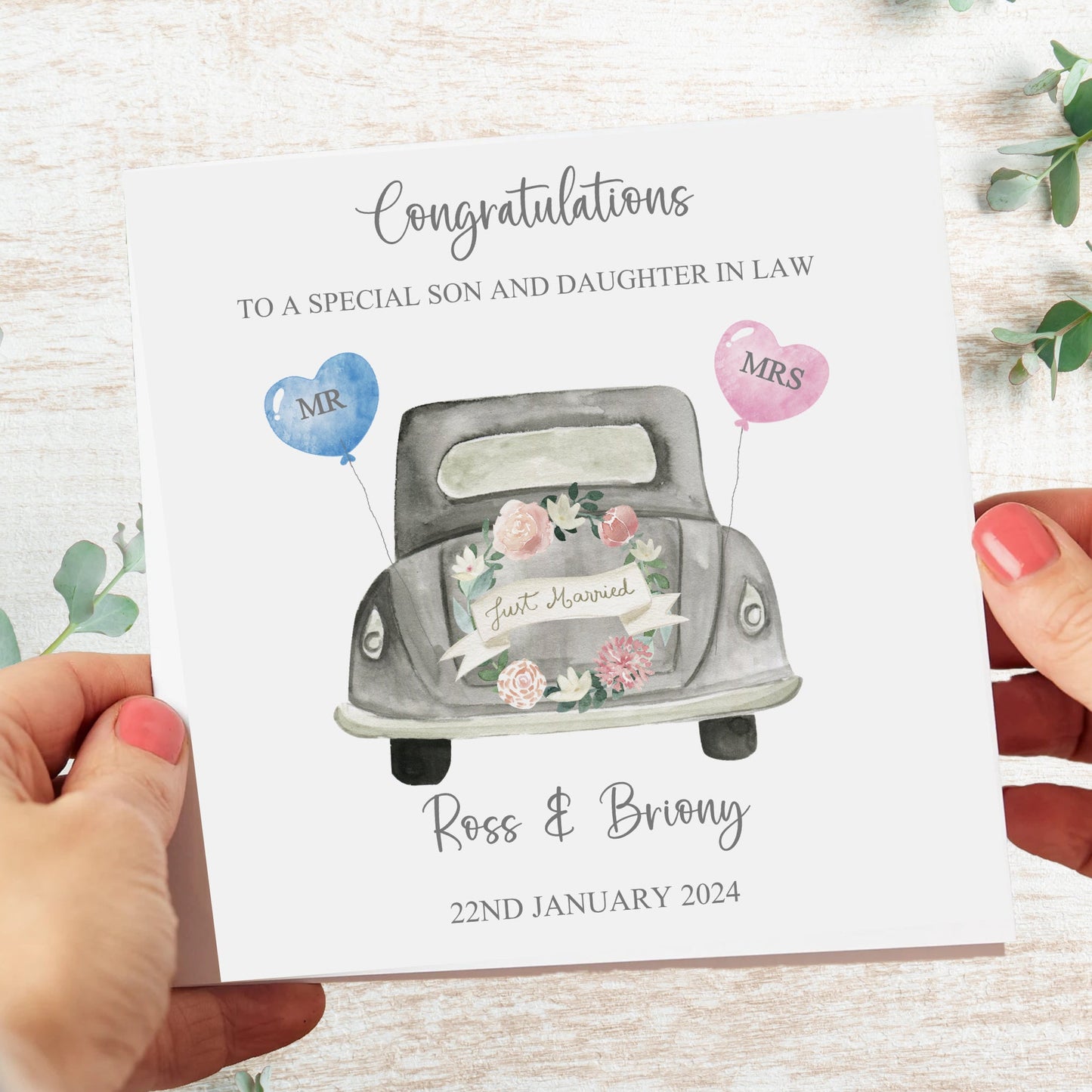 Personalised Congratulations on your Wedding Day Card Vintage Car