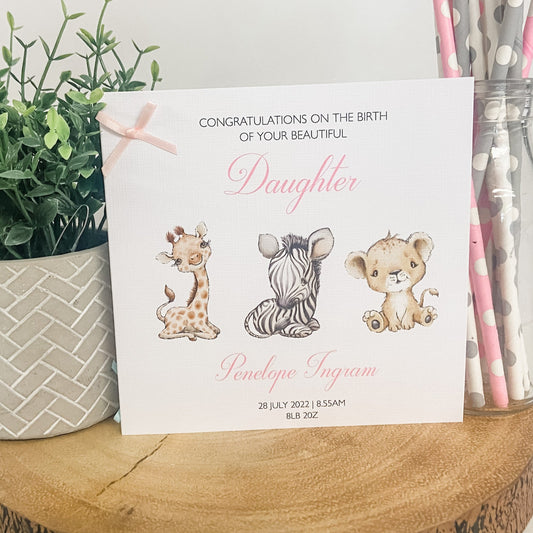 Personalised Congratulations New Baby Card For Parents Grandparents Girl