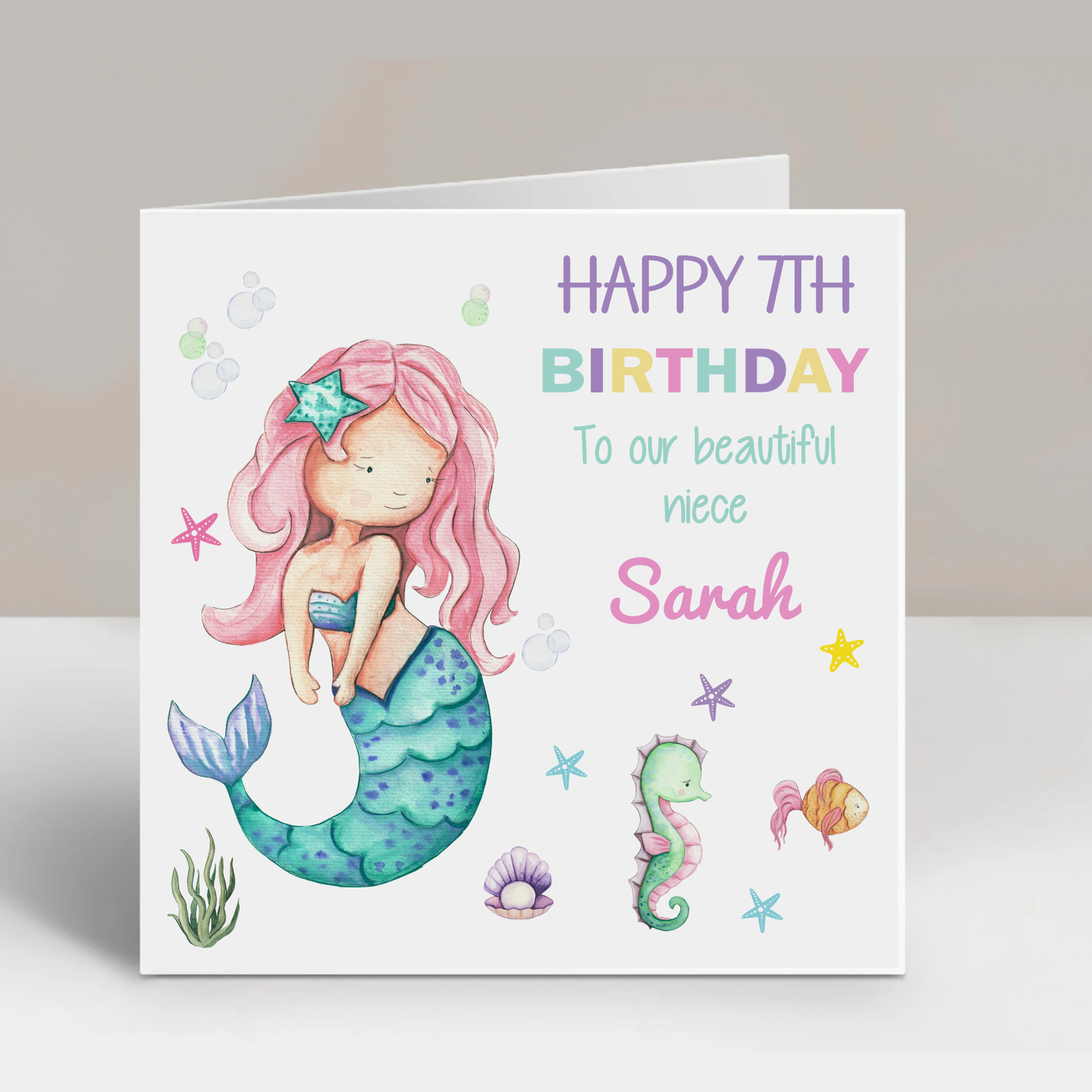 Personalised Mermaid Birthday Card