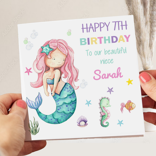 Personalised Mermaid Birthday Card