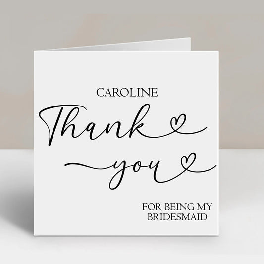 Personalised Wedding Thank You For Being My Bridesmaid Card