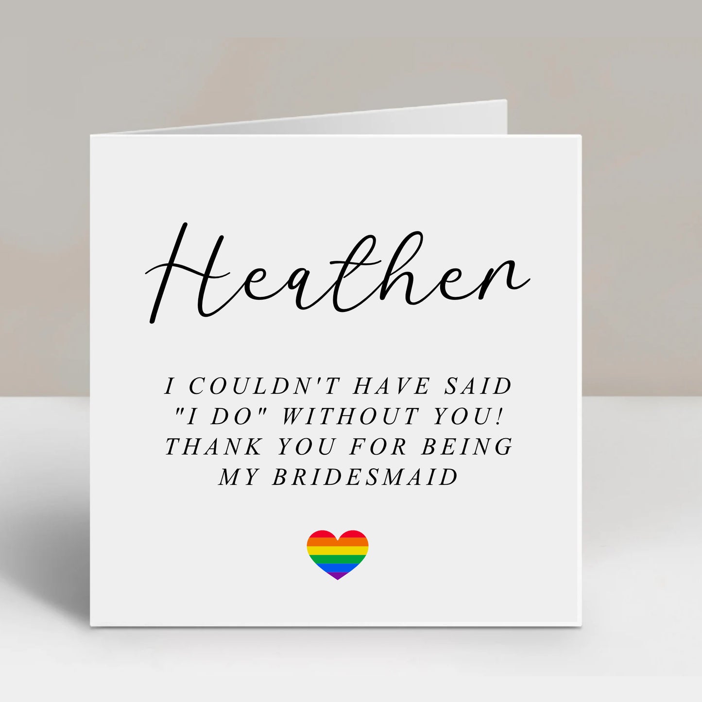 Personalised Wedding Thank You For Being My Bridesmaid Card LGBTQ