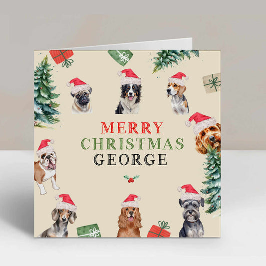 Personalised Christmas Card Festive Dogs