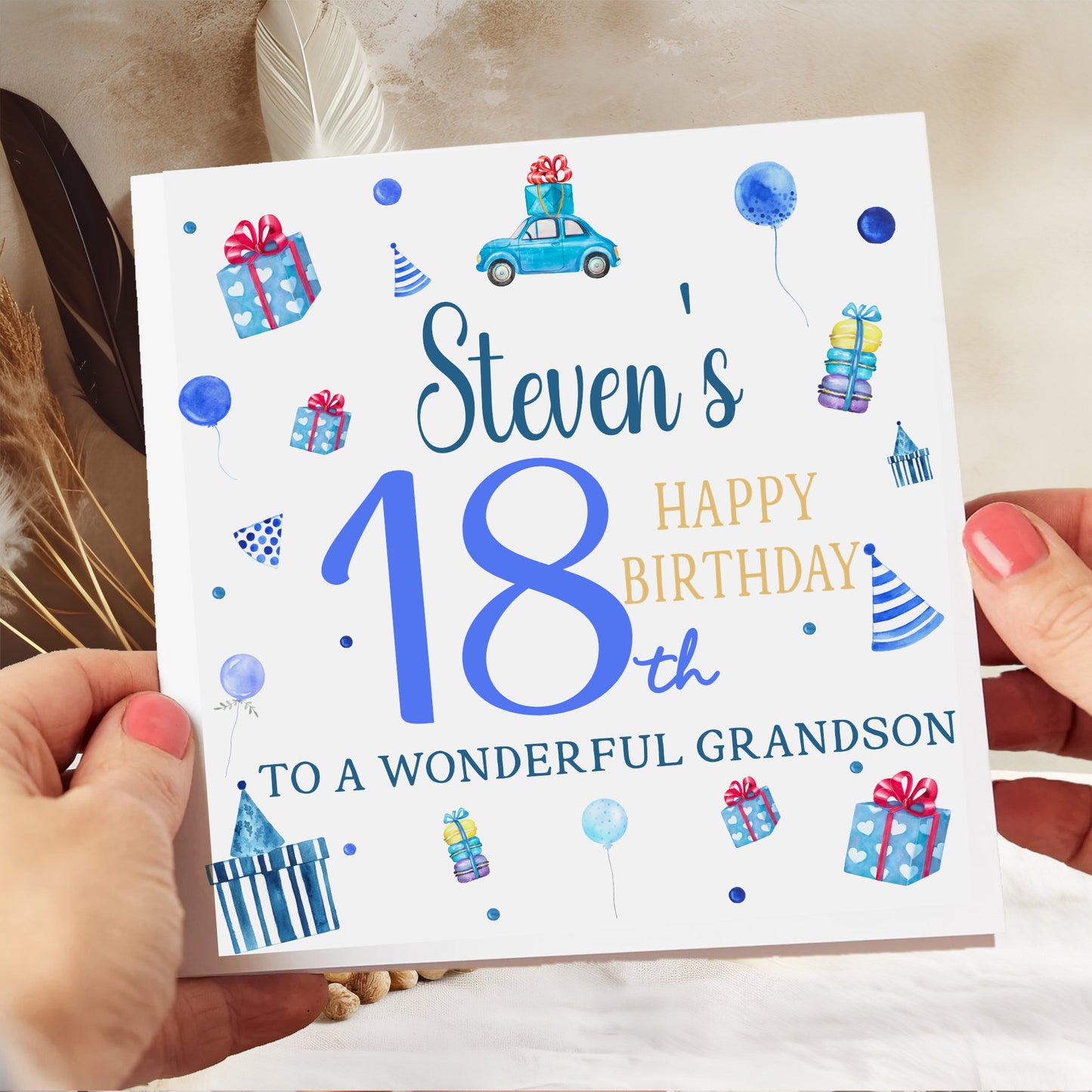 Blue Party Theme Birthday Card