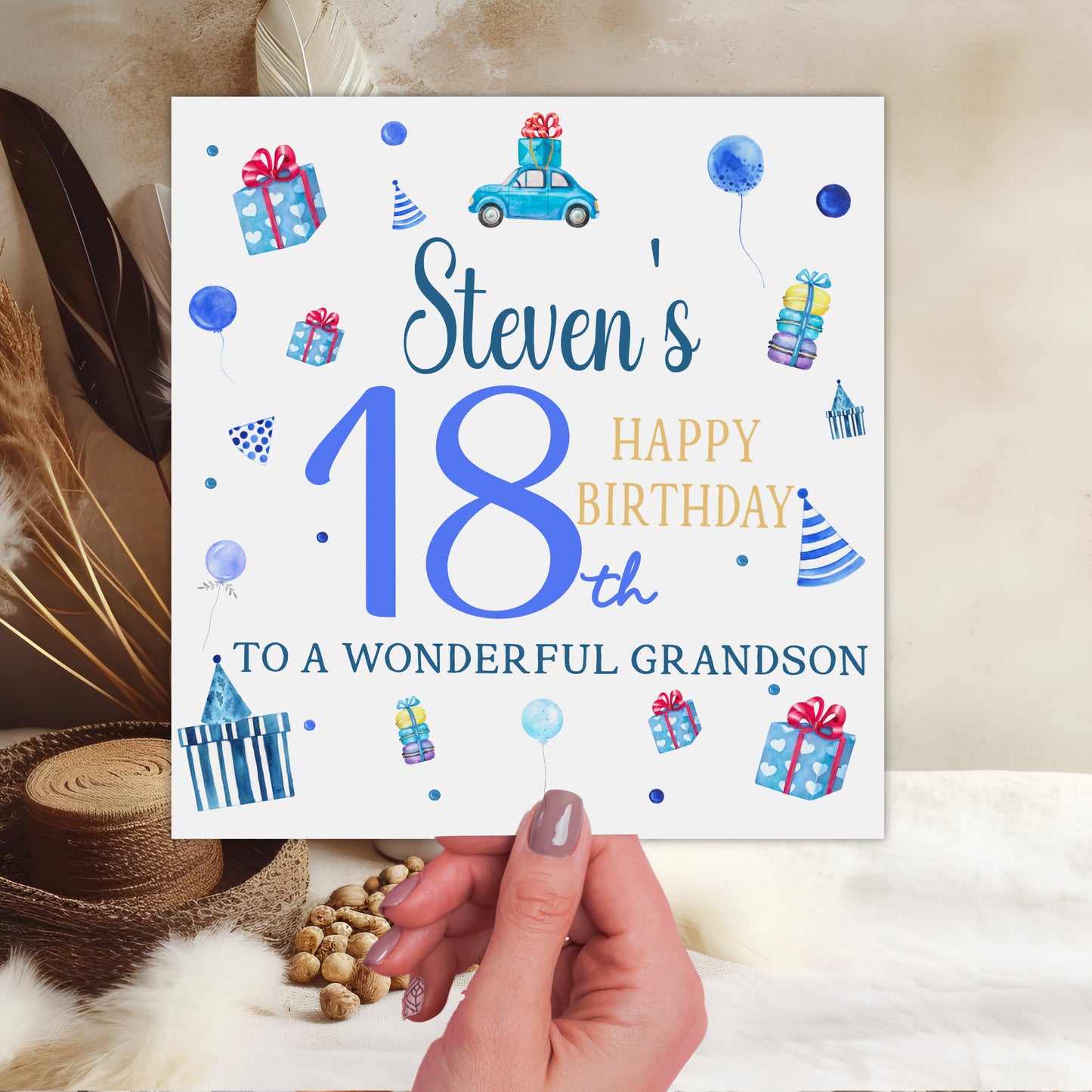 Blue Party Theme Birthday Card