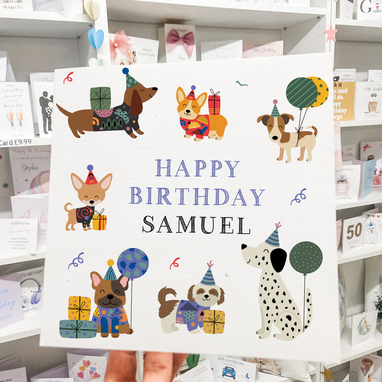 Birthday Card Party Dogs Personalised