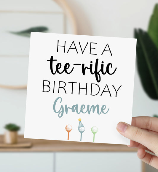 Personalised Birthday Card Golf Teerific