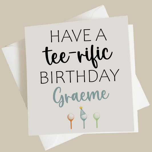 Personalised Birthday Card Golf Teerific