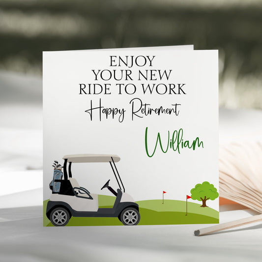 Personalised Congratulations on Your Retirement Card Golf Cart