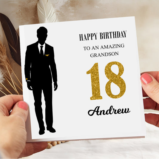 Personalised Male Birthday Card Male Silhouette
