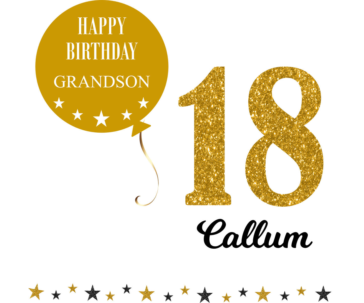 Personalised Birthday Card Gold Balloon Stars