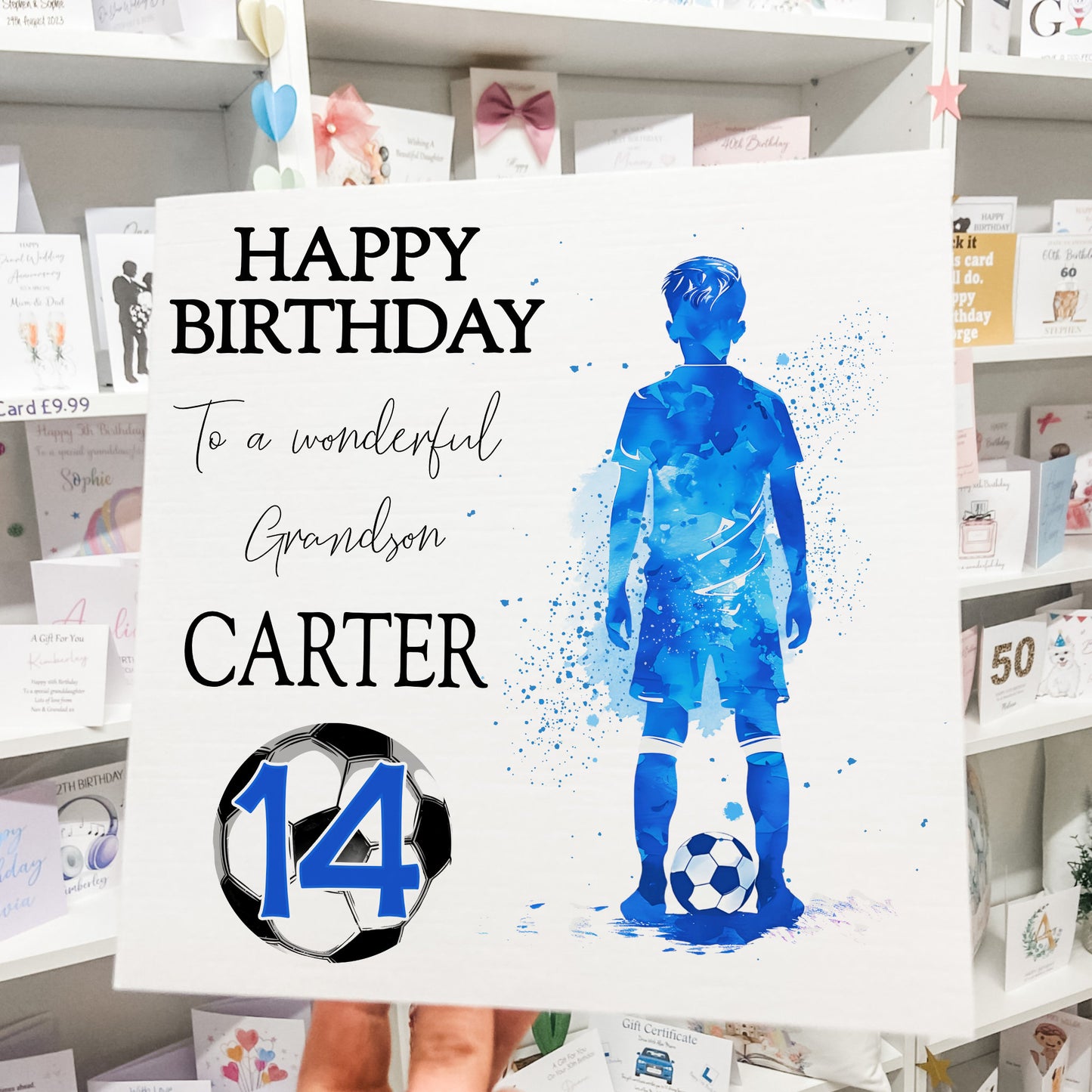 Watercolour Boys Football Birthday Card