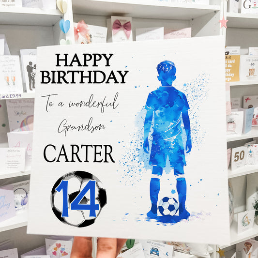 Watercolour Boys Football Birthday Card