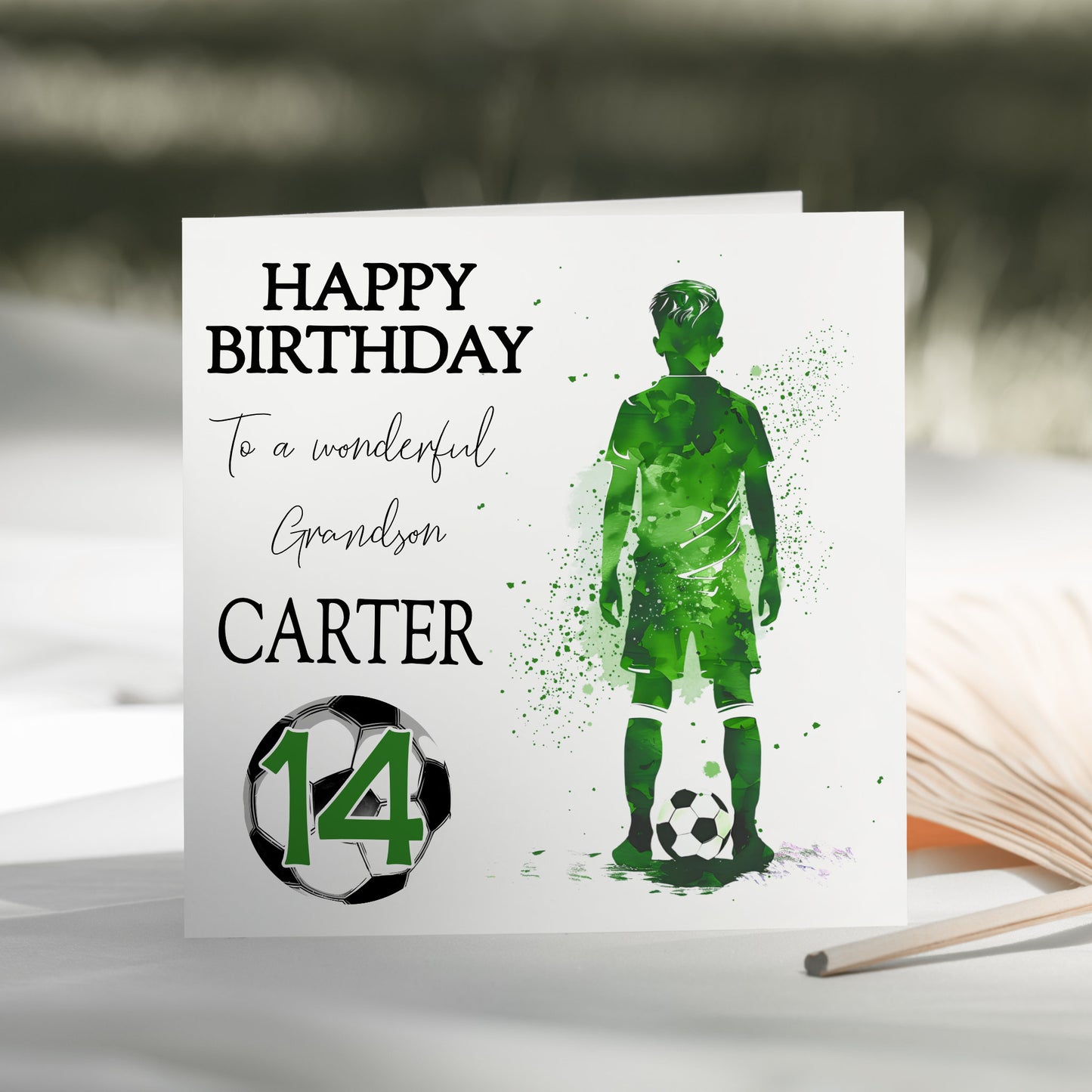 Watercolour Boys Football Birthday Card