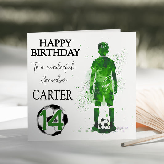 Watercolour Boys Football Birthday Card