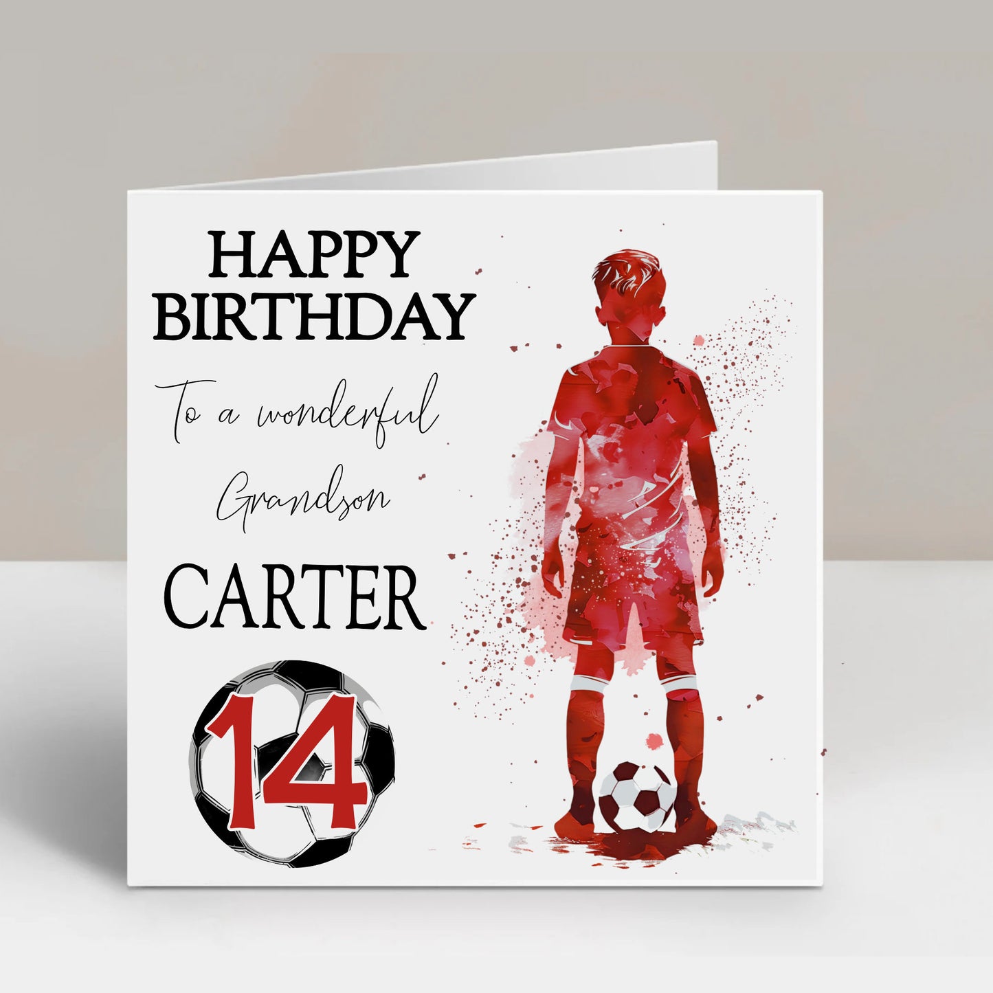 Watercolour Boys Football Birthday Card