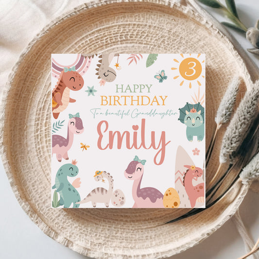 Cute Pastel Dinosaurs Birthday Card