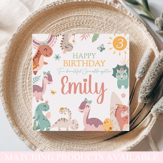 Cute Pastel Dinosaurs Birthday Card