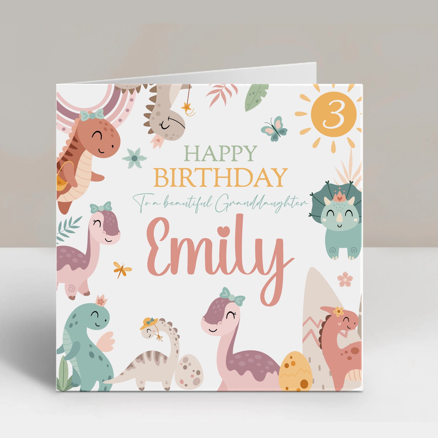 Cute Pastel Dinosaurs Birthday Card