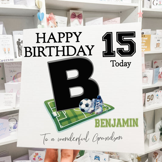 Football Initial Birthday Card
