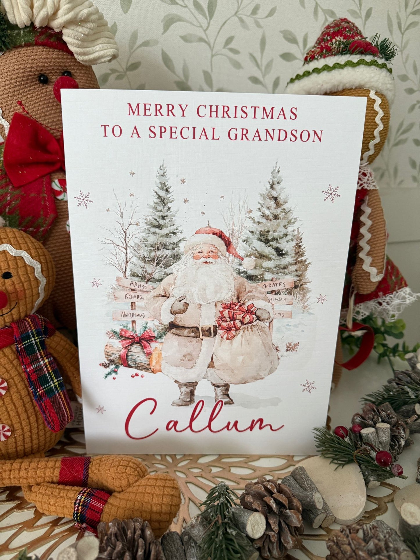 Personalised Christmas Card Santa & His Sack
