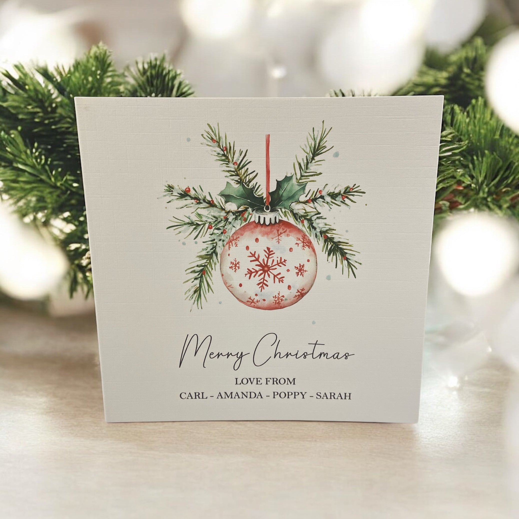 Pack Of 10 Handmade Personalised Christmas Cards – Family/Business, Cute, Red