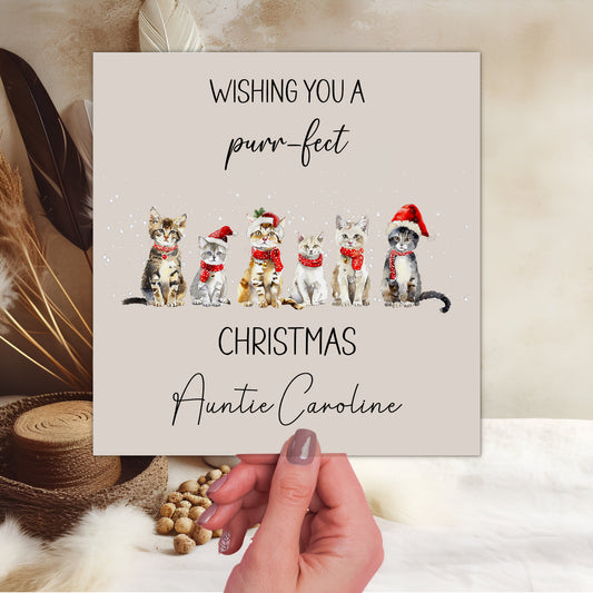 Christmas Card Wishing You A Purr-Fect Christmas Cats