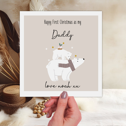 Christmas Card, First Christmas as my Daddy Polar Bears