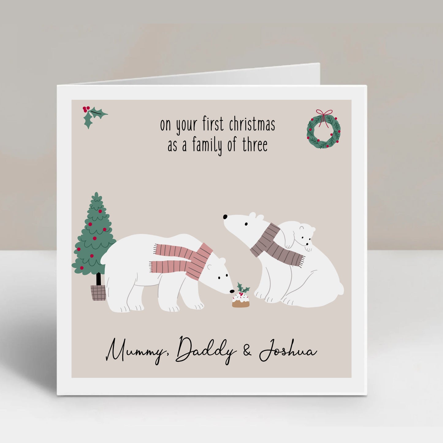 Christmas Card, First Christmas as a family of 3 Polar Bears