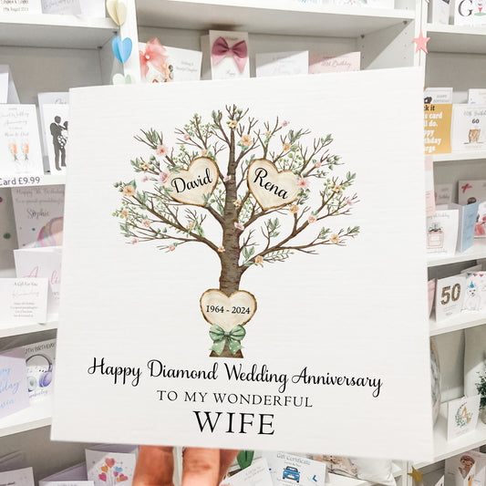 Wedding Anniversary Card Love Heart Tree
