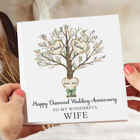 Wedding Anniversary Card Love Heart Tree