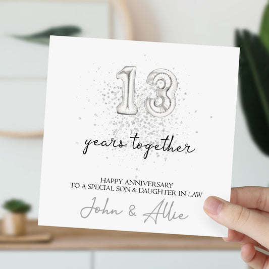 Wedding Anniversary Card Silver Balloons Any Year