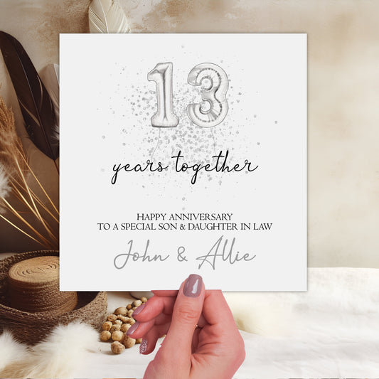 Wedding Anniversary Card Silver Balloons Any Year