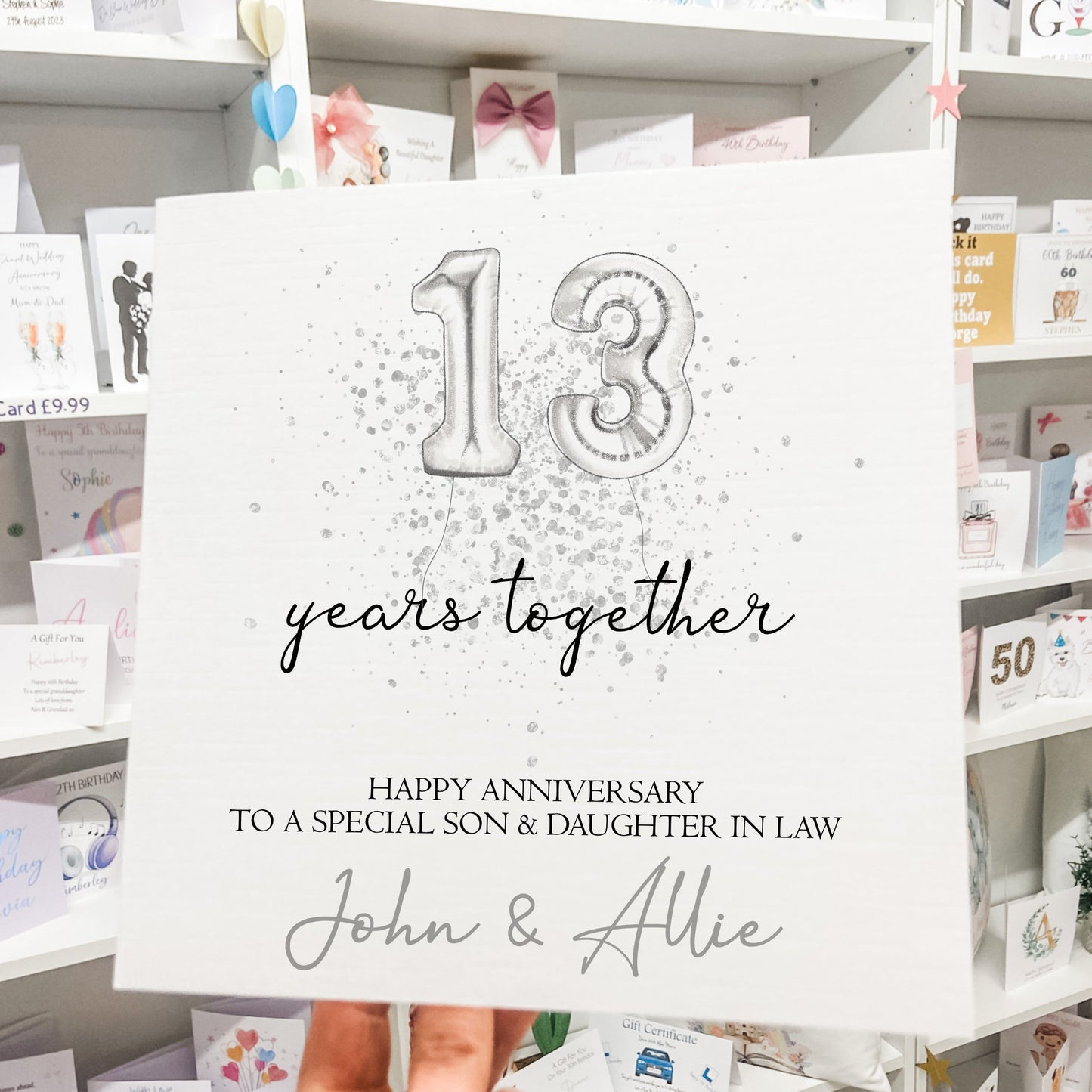 Wedding Anniversary Card Silver Balloons Any Year